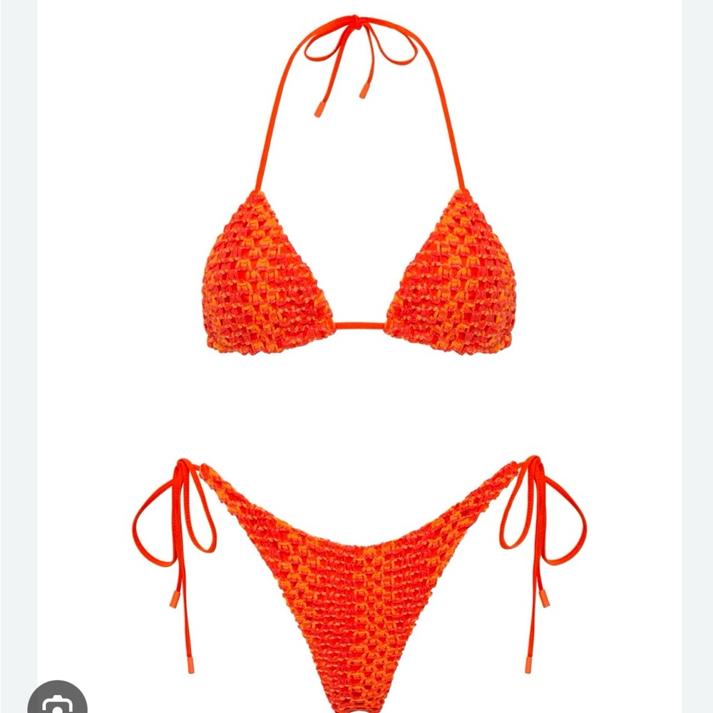 Bright Orange Crochet Bikini Set